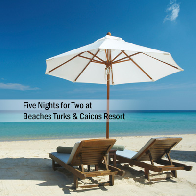 BEACHES<sup>®</sup> Turks & Caicos Resort - Relax and unwind during your  stay for 2 adults in the French Village at Beaches<sup>®</sup> Resort Turks & Caicos.  You will enjoy 5 nights at this all-inclusive oceanfront resort on 12 miles of beach lapped by clear turquoise waters.  Subject to availability based on request.  Airfare not included.