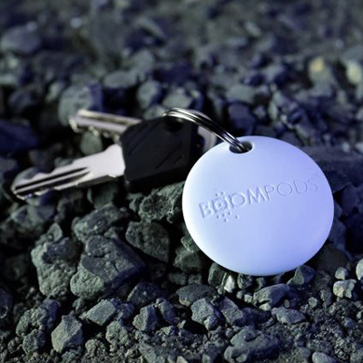 BOOMTAG<sup>&reg;</sup> Tracker - Find lost items with Apple Find My app. Keep track of your possessions effortlessly with the tactile pod-shaped, pocket-size tracker. Made from reclaimed ocean-bound plastic.